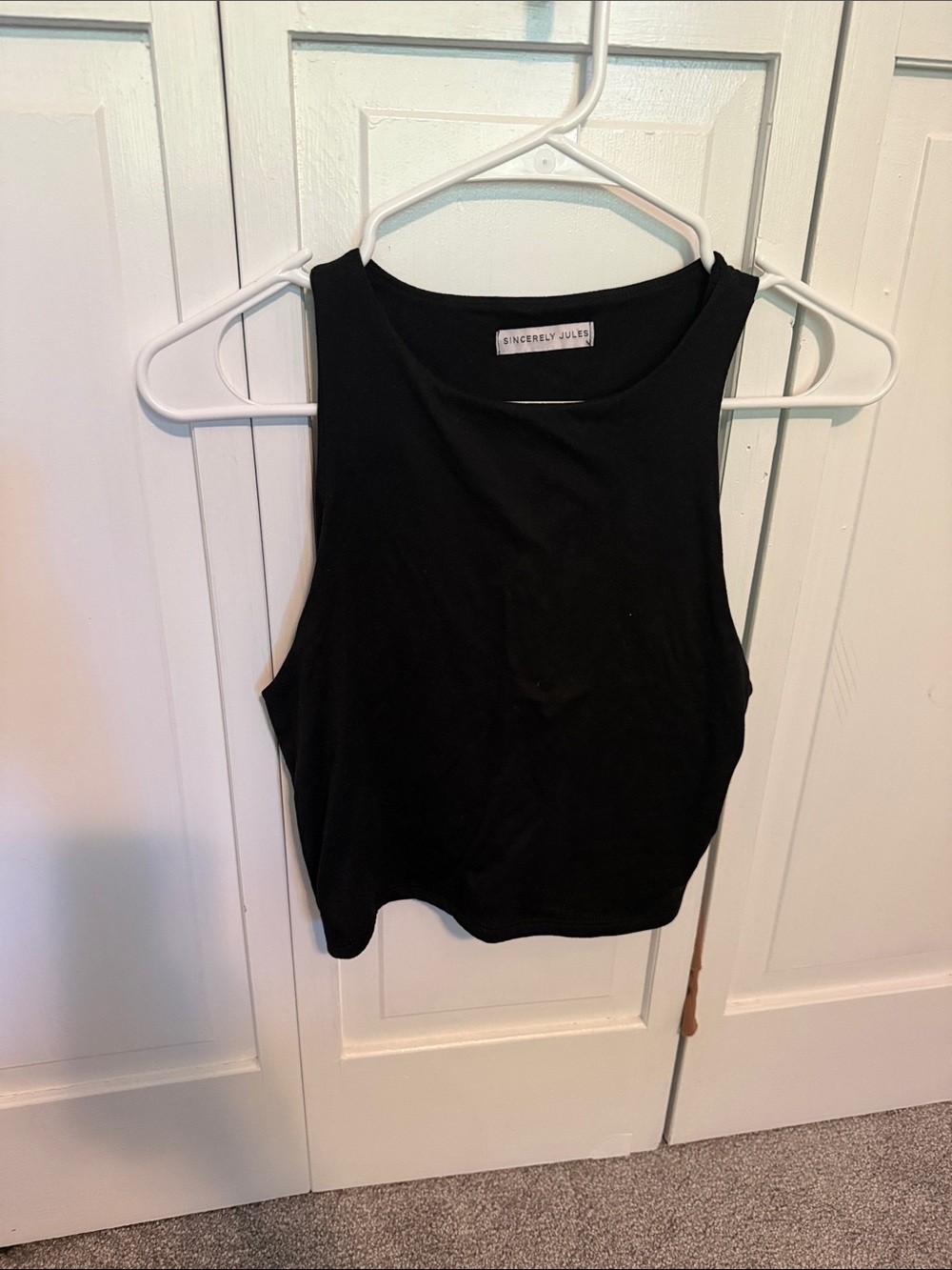 Sincerely Jules Black Ribbed Cropped Tank